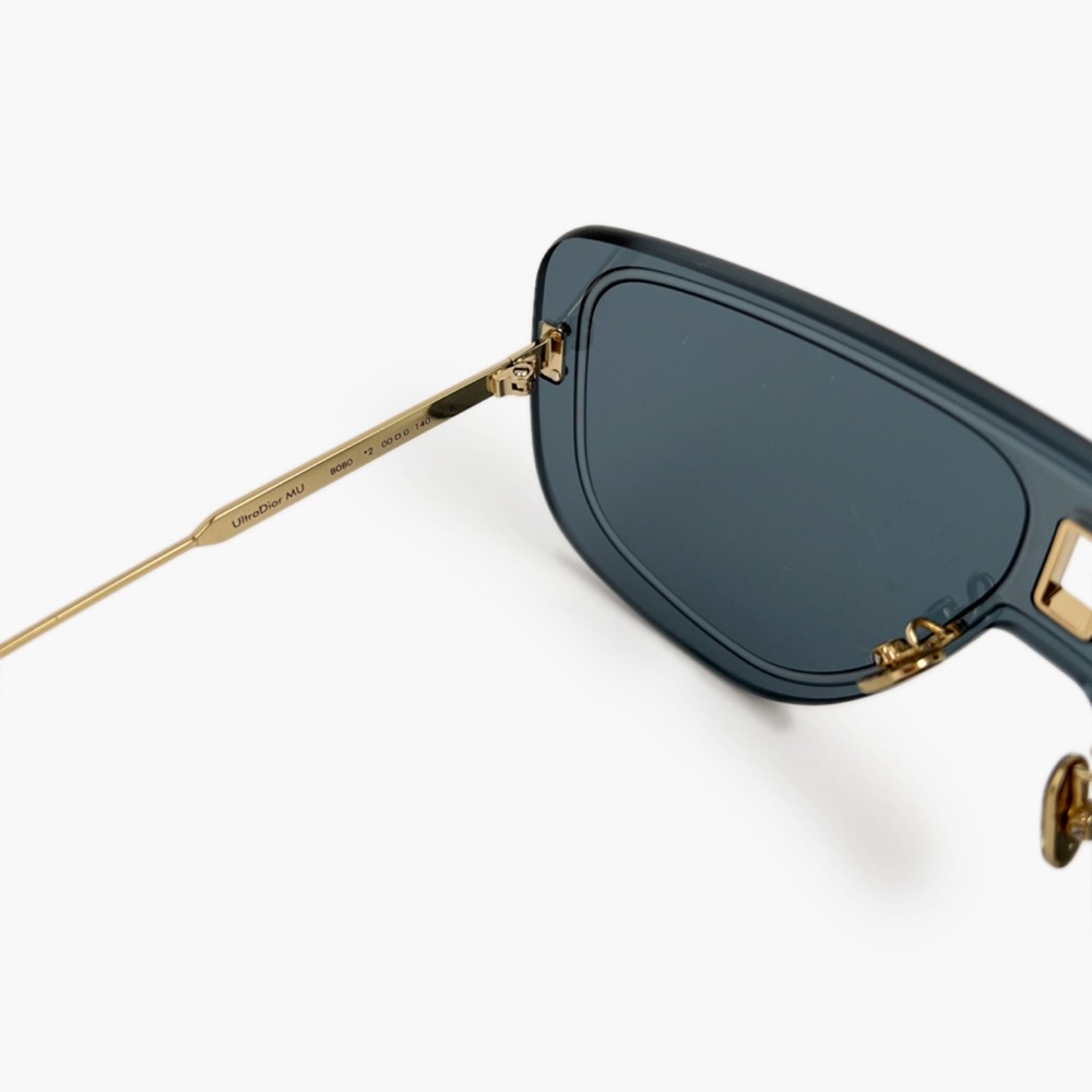 💯AUTH NEW ULTRADIOR MU Christian Dior Sunglasses & Case oversized Blue Gold - Picture 15 of 16
